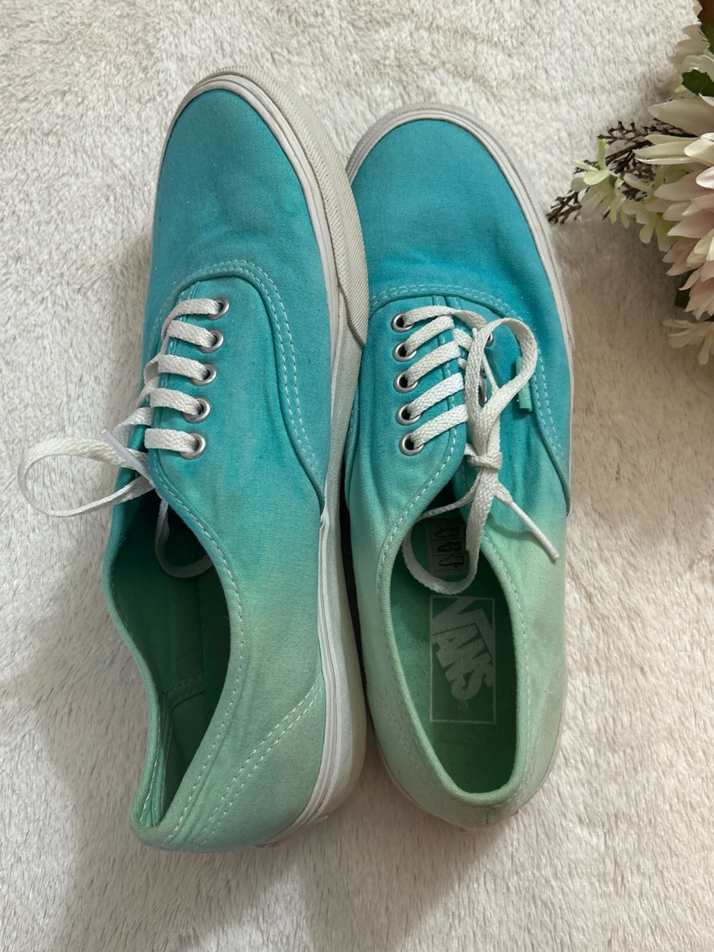 Vans Women’s Size 9.5 Low Top Aqua Mint Green Ombré Sneakers